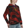 thumbnail image 6 of Fotbe Red Dragon On Black Pattern Womens Long Sleeve Hoodie, Pullover Hooded Sweatshirt, Kangaroo Pocket Hoodie with Eye-catching Drawstrings-X-Large, 6 of 7