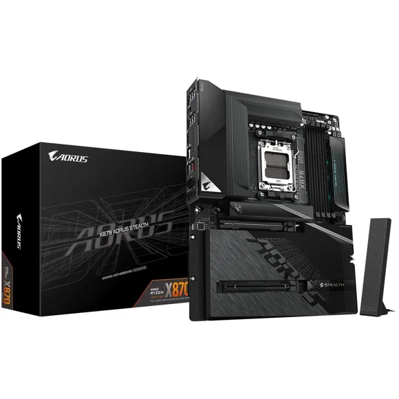GIGABYTE X870 AORUS STEALTH AMD AM5 ATX Carte Mère, Prend en Charge AMD Ryzen 9000/8000/7000 Series, DDR5, 16+2+2 Power Phase, 4x M.2, PCIe 5.0, USB4, WIFI7, 5 Go, PCIe EZ-Latch Plus, Garantie de 5 Ans
