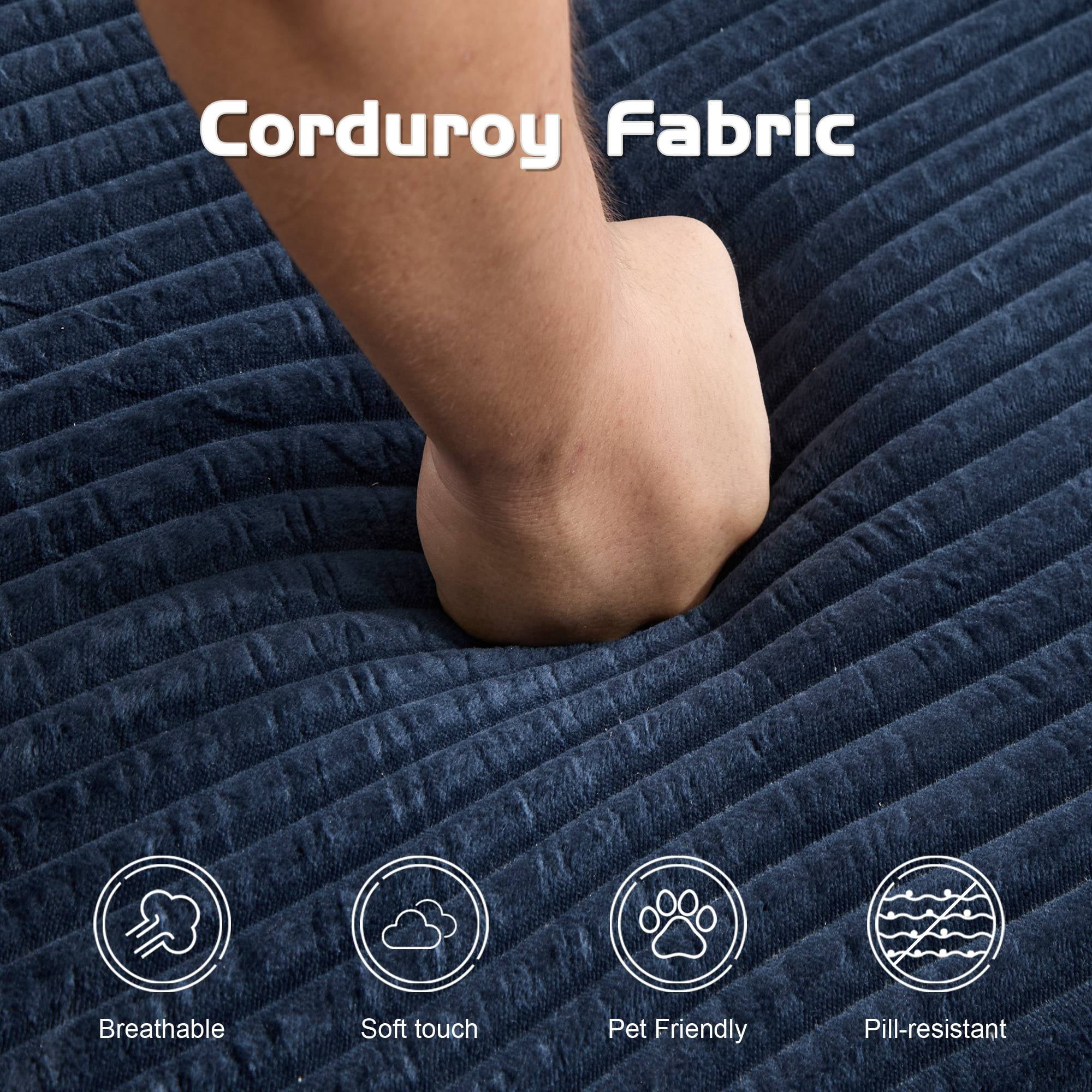 Sectional Couches for Living Room, Modular Cloud Sofa&nbsp;Comfy Corduroy Fluffy Couch for Living Room, Dark Blue