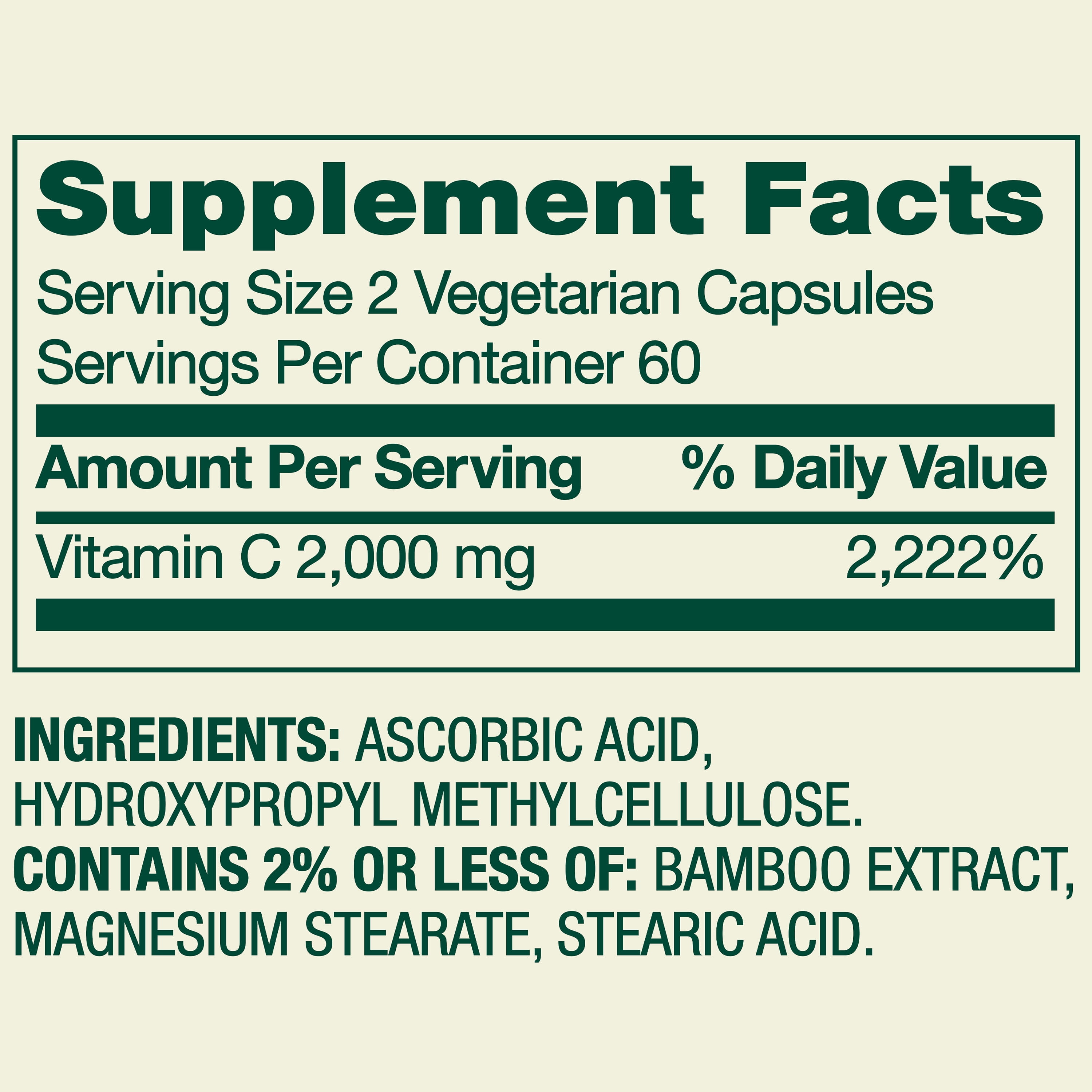Spring Valley Ultra Strength Vitamin C, 2,000 mg, 120 Count, Dietary Supplement Capsules for Immune Health