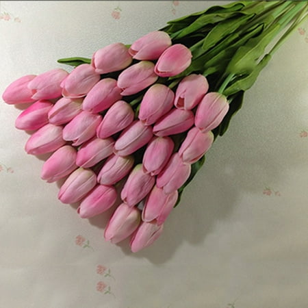 - 10pcs/set PU Mini Artificial Tulip Fake Flower Real Touch Wedding Flower Bouquet for Home Party Decoration
