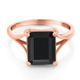 thumbnail image 3 of Gem Stone King 14K Rose Gold Black Onyx Ring for Women (4.45 Cttw, Gemstone Birthstone, Emerald Cut 11x9MM), 3 of 6