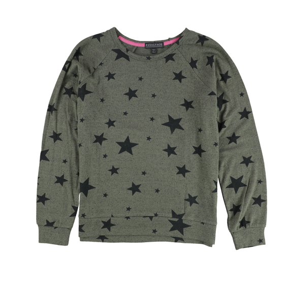 P.J. Salvage Womens Stars Pajama Sweater, Green, Medium