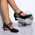 thumbnail image 4 of Xucatan Pointed Toe High Heel Shoes for Women, Glossy Patent Leather Mary Jane Pumps with Rhinestone Detail, Chunky Heel Cushioned Footwear, Versatile Design for Office Evening Gift, 4 of 9