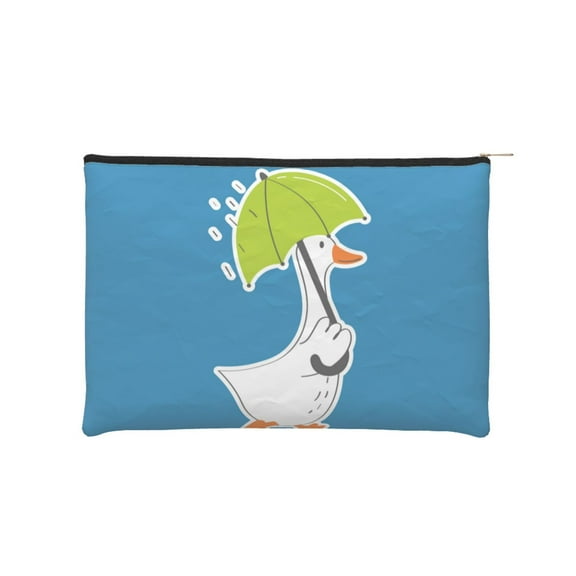 Easygdp Goose Holding an Umbrella Makeup Bag Toiletry Bag Canvas Makeup Bags Zipper Cosmetic Pouch Travel Cosmetic Pouch for Women Gifts