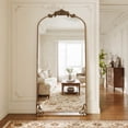 thumbnail image 2 of AUROMIR 71"x 32" Arched Floor Mirror Full Length Mirror Baroque Vintage Mirror with Carved Frame, Antique Bronze, 2 of 6