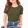 thumbnail image 4 of KPOPLK Kids Girls Pleated T Shirts Kids Summer Short Sleeve Cute Graphic Print Fashion Tops Tees Size 13-14 Years,AG, 4 of 4