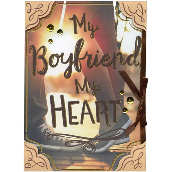 Designer Greetings Tips of Toes Photo with Bow Hand Decorated Keepsake Boyfriend Birthday Card