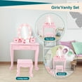 thumbnail image 4 of QinaQin Tocador infantil con espejo y luz, mesa de maquillaje con banco para niñas, juego de madera para juego simbólico, ideal para edades de 4 a 9 años, 4 of 5