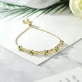 thumbnail image 3 of Gem Stone King 2.79 Ct Green Peridot E-F Lab Grown Diamond 18K Yellow Gold Plated Silver Women Infinity Adjustable Tennis Bracelet, 3 of 3