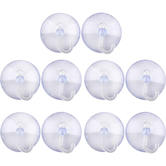 10 or 20 Clear Hook Suction Cups for Use in Kitchens, Bathrooms and Other Places Where Hooks are Needed (10, 1.8" x 1.8" x 0.8")