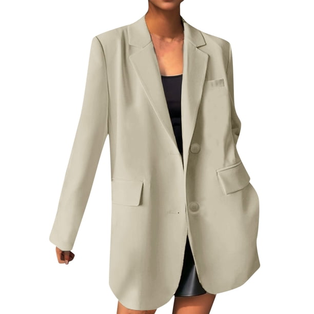 Gibobby Blazer de mujer casual chamarra para mujer con frente abierto para trabajo negocios casual para mujer(Blanco,M)