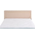 thumbnail image 2 of Deluxe Nailhead Trimmed Beige Linen Fabric Platform Bed with Wooden Slats, 2 of 5