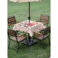 thumbnail image 3 of Outdoor Tablecloth with Umbrella Hole and Zipper, Valentine's Day Square Table Cloth 60x60 Inch Waterproof Tablecloth, Watercolor Heart Gnomes Couple Love Pink Picnic Table Cover for Patio Camping, 3 of 7
