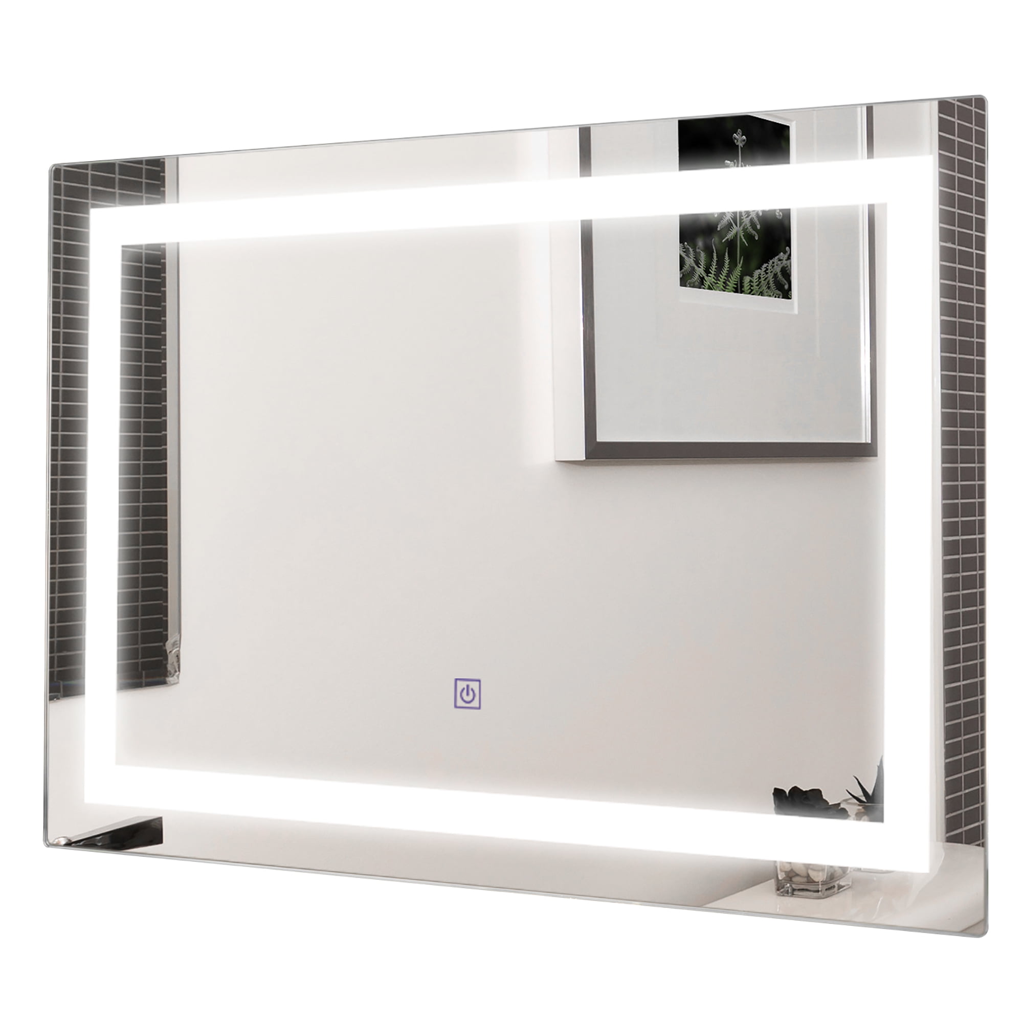 27.5" LED Light Wall-Mounted Rect Bathroom Make Up Vanity Mirror w/ Touch Sensor 