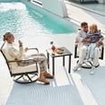 thumbnail image 6 of NATURAL EXPRESSIONS 3 Piece Outdoor Bistro Set, Swivel Glider Rocking Chairs Patio Conversation Furniture Set with 2 Rockers, Metal Table for Backyard, Porch,Balcony, 350lbs, Beige, 6 of 8