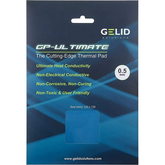 Gelid Solutions TP-GP04-S-C GP-Ultimate 15W-Thermal Pad 120 x 120 x 1.5 mm. Excellent Heat Conduction, Single Pack