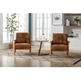 thumbnail image 2 of Luccalily Mid-Century Wood Solid Print Armchair with Side Table, Coffee PU (Set of 2), 2 of 12