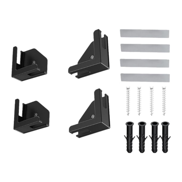 Soporte de pared para tableta multifuncional, eficiente y organizado con tornillos y pegatinas. Negro