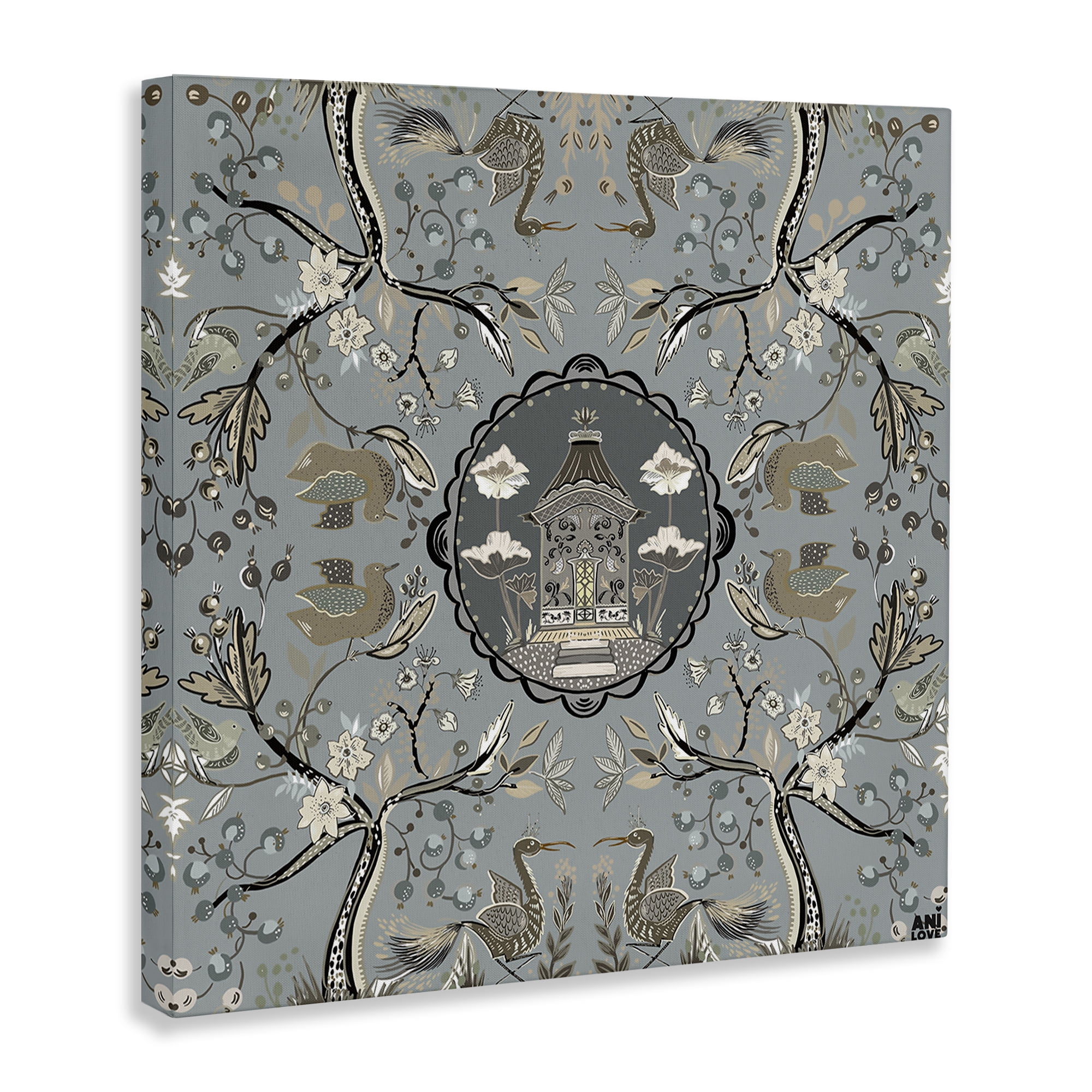 Stupell Industries Asian Inspired Garden Plants & Flowers Painting Wrapped Canvas Art Print Wall Art, 36 x 36