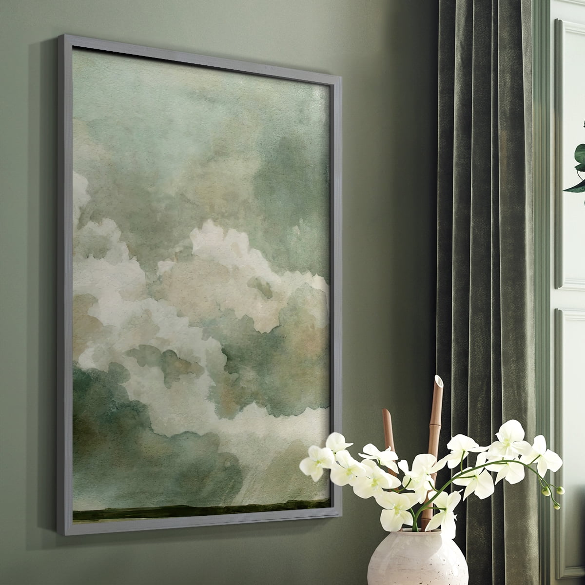 Coming Rain II Framed Print in Gray Solid Wood Framed Print No Nail Hanging