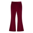 thumbnail image 3 of ZHOGXU Kids Girls Velvet Pants High Waist Solid Color Wide Leg Soft Stretch Comfortable Elegant Flared Trousers For Casual Daily Wear And Party,Wine,5-6 Years, 3 of 8