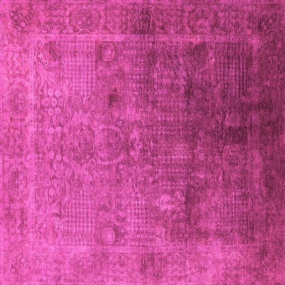 Ahgly Company Indoor Square Oriental Pink Industrial Area Rugs, 4' Square