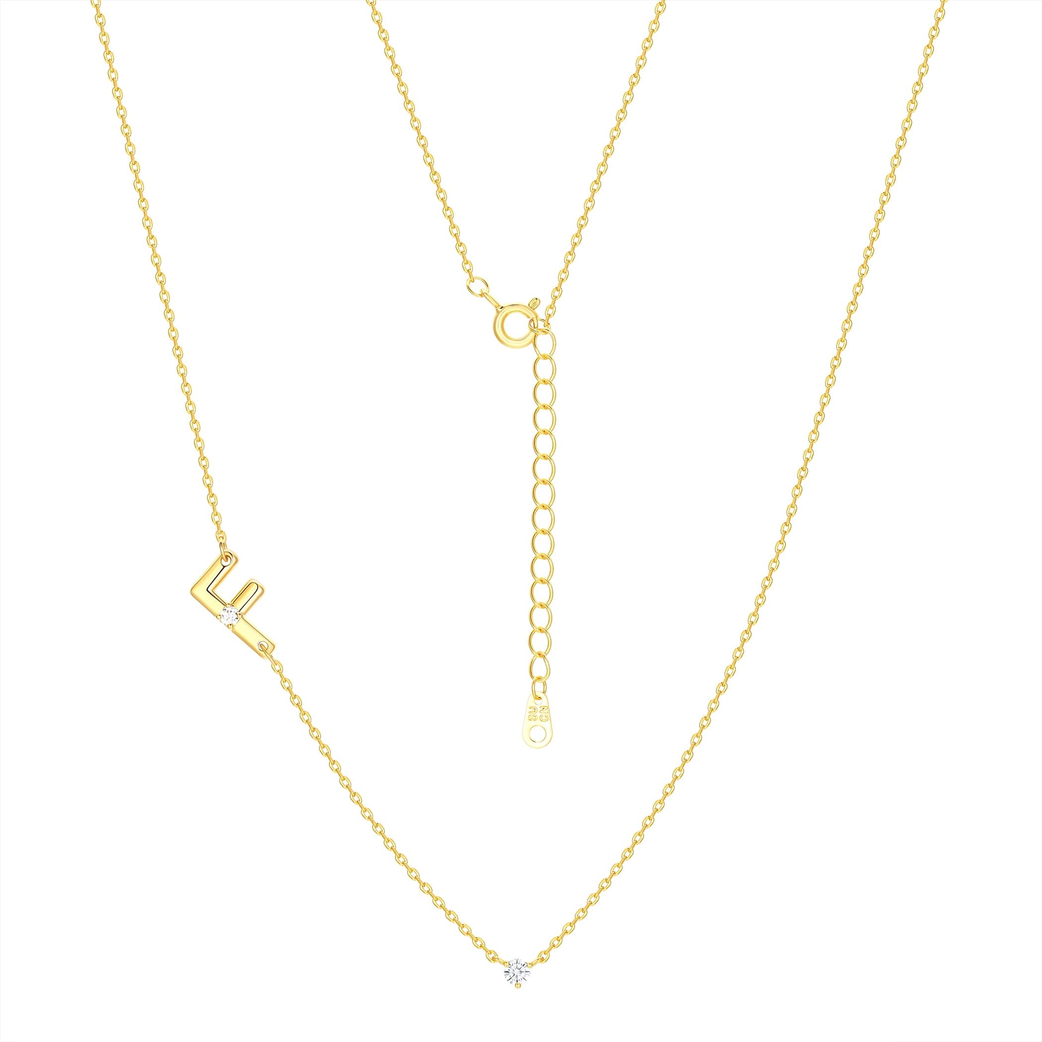 Believe by Brilliance F Triple Chain Initial Necklace Set in 14KT Gold Flash Plated Brass
