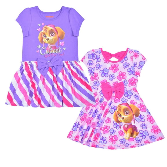 Nickelodeon Paw Patrol Skye 2 Pack Dresses with Bows (Girls), Sizes 2T - 6X