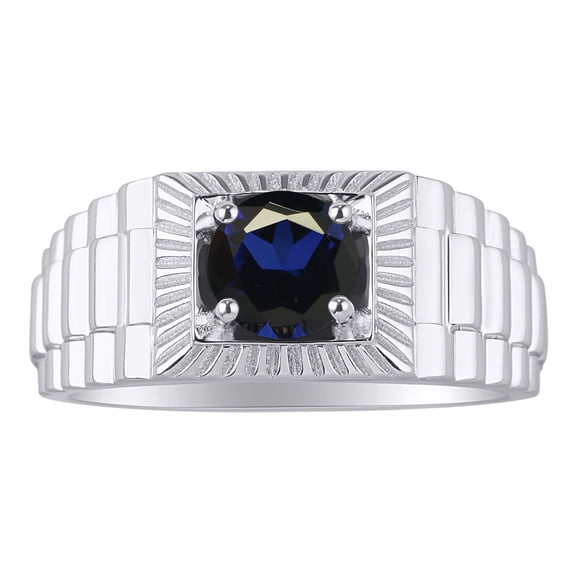 *RYLOS Designer Style Blue Sapphire Ring - September Birthstone*; Sterling Silver .925