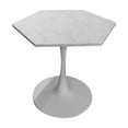 thumbnail image 4 of Tcbosik Modern Hexagonal Dining Table with Metal Base, Tulip Table for Small Space Home Office, 31.5"L x 31.5"W x 29.13"H, White Marble, 4 of 7