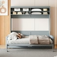 thumbnail image 4 of Harper & Bright Designs Queen Murphy Bed with Couch and Storage Shelves, Wood Murphy Bed Cabinet with Storage and Sofa, Folding Murphy Wall Bed Cabinet, Gray, 4 of 18
