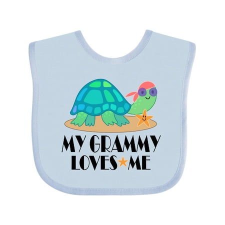 

Inktastic Grammy Loves Me Grandchild Turtle Gift Baby Boy or Baby Girl Bib