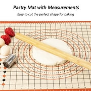 Silicone Pastry Mat with Measurements, RUK Large Thick Non Stick Silicone Baking Fondant Mat Counter Mat, Dough Rolling Mat Pie Crust, Pizza and Cookies, Premium Kneading Mat (16 x 26Inch)