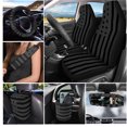 thumbnail image 2 of Yuyamidu Black American Flag Auto Seat Cover Full Set of 15 Universal Car Steering Wheel Accessories Seatbelt Strap Pad Trash Can Mount Storage Pocket Cup Holders Rearview Mirror Cover Keychain, 2 of 7
