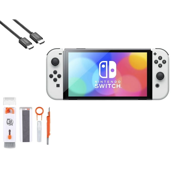 Pre-Owned Nintendo Switch OLED Model White Set with BOLT AXTION Cleaning Kit HDMI ( )