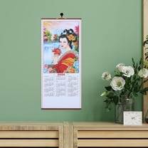 SEWCHICS 2026 Horse Year Wall Scroll Calendar Faux Rattan Hanging Traditional Chinese Lunar Year Decoration