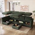 thumbnail image 3 of Marrber Convertible Modular L-Shaped Sectional Couch, 5 Seats Corner Sofa with Storage Ottoman for Living Room Small Space, Pet-Friendly Corduroy Green, 3 of 8
