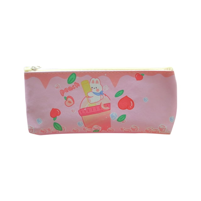 Mefallenssiah School Multifunctiona Zipper Portable Canvas Large Capacity Pencil Bag Bear Rabbit Pencil Bag