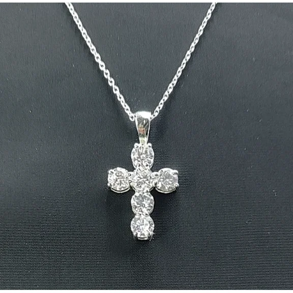 2.00Ct Lab Created Diamond Charm Cross Pendant 925 Sterling Silver