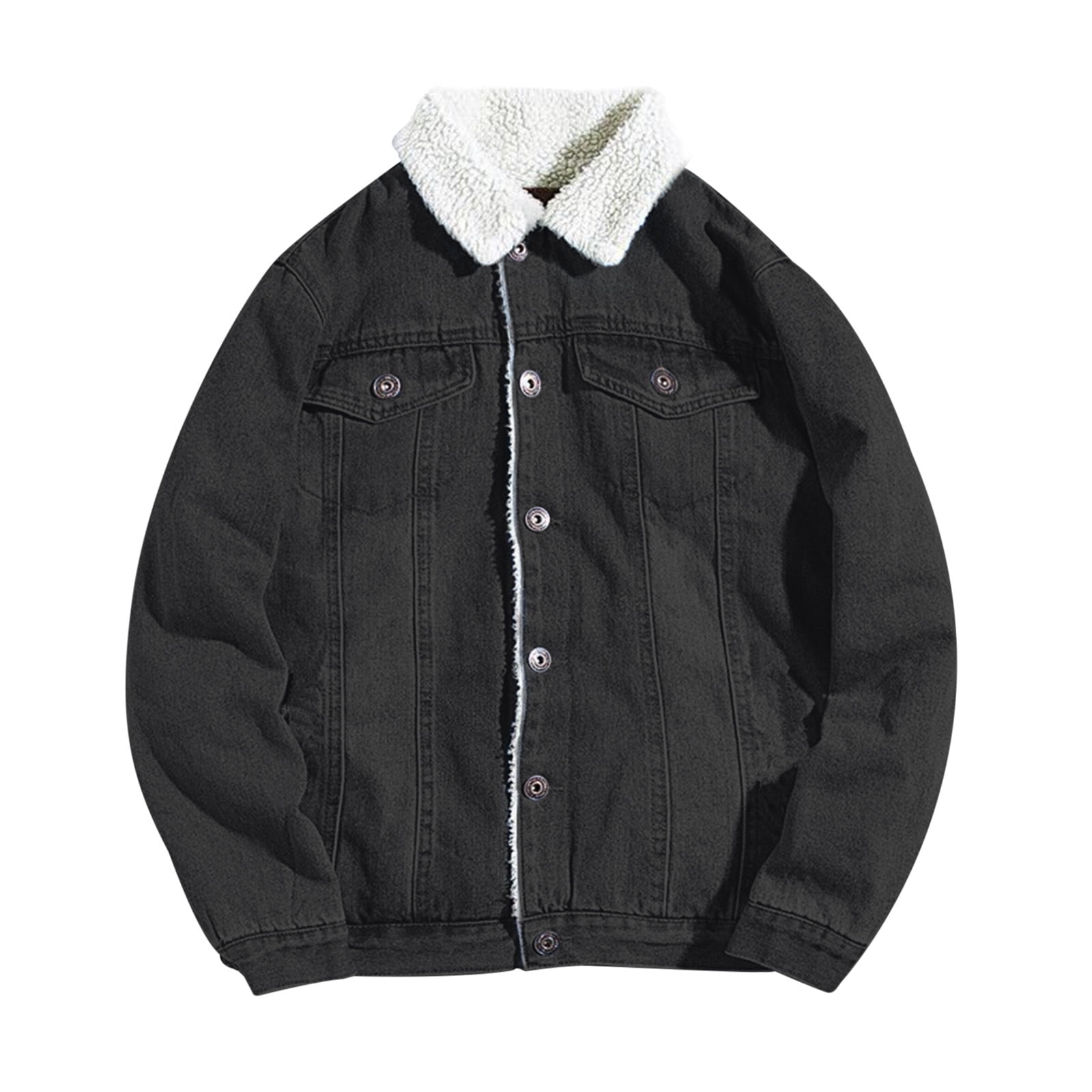 Men's Denim Jacket Winter Lined Trucker Jean Coat Cowboy Style