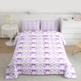 thumbnail image 2 of Feelyou Dreamy Ribbon Kids Queen Comforter Set, Cartoon Princess Bowknot Bedding Sets, Purple Bow Theme Reversible Bedding Comforter Set, Microfiber Bedroom Decor, 3pcs, 2 of 8