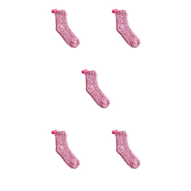 Qarigey Calcetines de pastel Calcetines de lana de coral Colorido estilo japonés Felpa térmica espesada Color caramelo para mujer niña Fucsia 5piezas