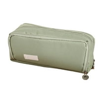 Eoozwa Big Capacity Pencil Pen Case, 3 Compartments Large Storage Canvas Pencil Pouch with Zipper, Aesthetic Pencil Pouch