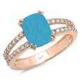 thumbnail image 7 of Solitaire with Accents Engagement Ring for Women - 3.48ct Simulated Turquoise in 14K Rose Gold Promise Ring, 7 of 7