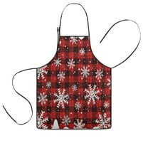 Red and Black Christmas Snowflake Pattern Kids Aprons for Girls and Boys,Adjustable Neck Strap Toddler Aprons for Kids Cooking Baking