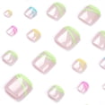 thumbnail image 2 of Uñas postizas Teilihai, cortas y cuadradas, punta francesa, 24 unidades, 2 of 7