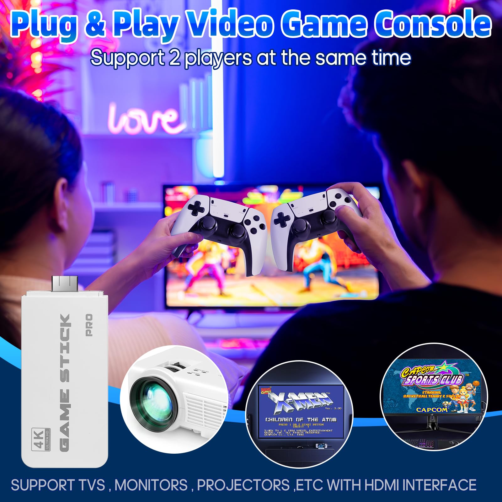 Consola Retro Con 20,000+ Juegos Clásicos, 23 Emuladores Y 2 Mandos Inalámbricos 2.4G – Plug & Play 64GB Para TV