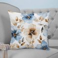 thumbnail image 4 of 26x26 Pillow Covers Set of 2, Blue Brown Spring Floral Throw Pillow Covers Decorative Couch Cushion Case, Summer Botanical Watercolor Microfiber Square Pillowcases for Bedroom Car Living Room, 4 of 7