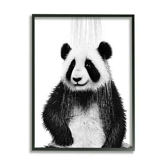 Stupell Industries Panda Bathroom Splash Animals & Insects Painting Black Framed Art Print Wall Art, 11 x 14